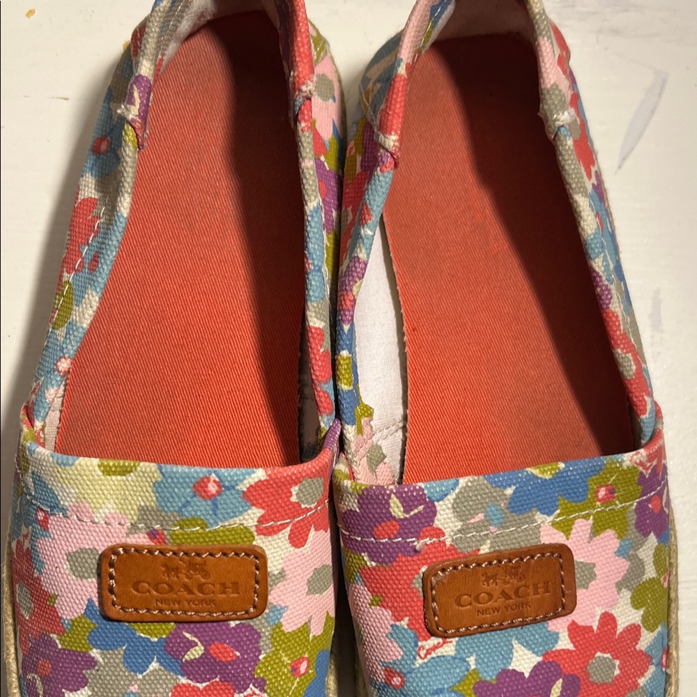 Coach Multicolor Floral Canvas Espadrilles with Coral Insole - Picture 2 of 4